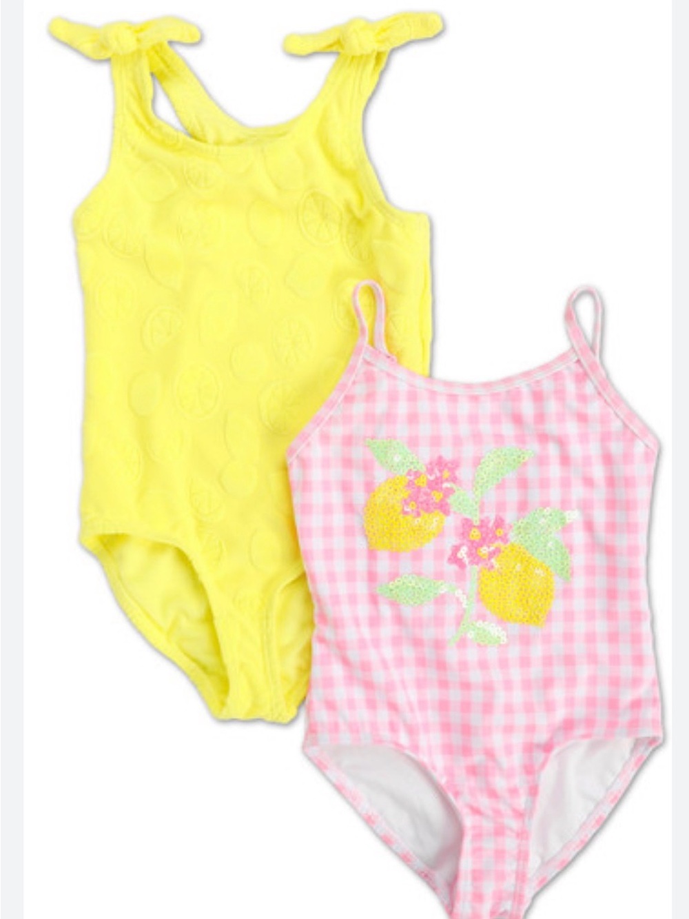 BMAGICAL Girls SET OF 2 One-Piece Swim Bathing suits Colorful Lemon & Sequin 8